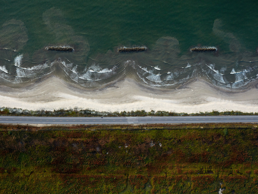 Breakwaters built in an attempt to stabilize the shoreline